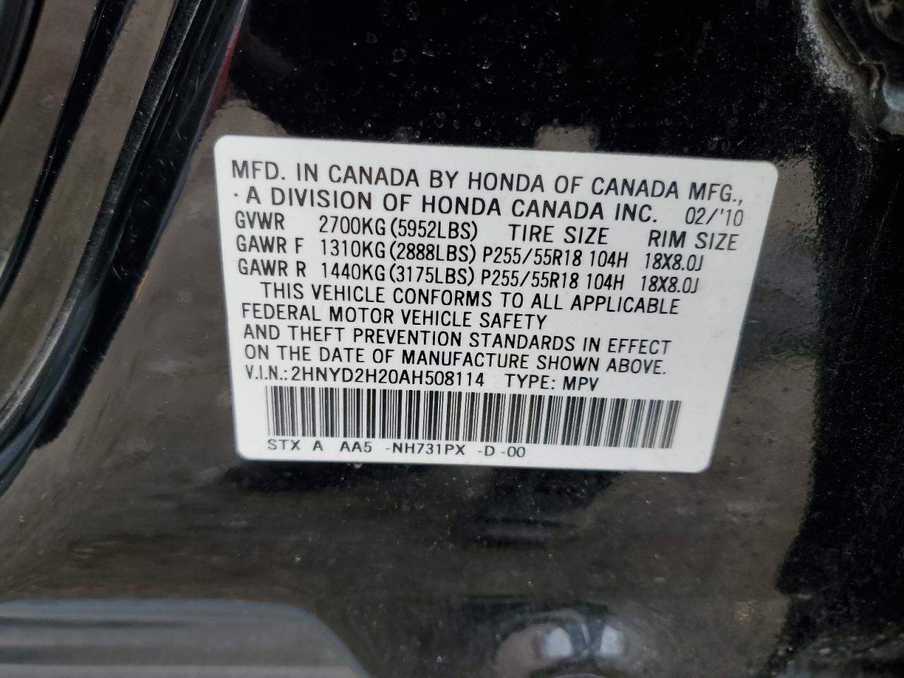 2HNYD2H20AH508114 2010 Acura Mdx