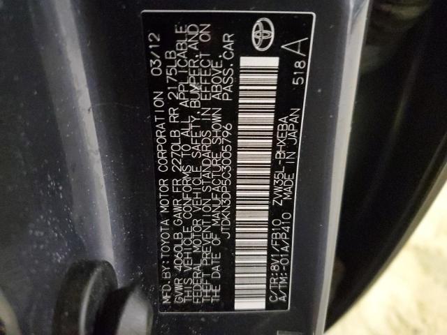 2012 Toyota Prius Plug-In VIN: JTDKN3DP5C3005796 Lot: 54720774