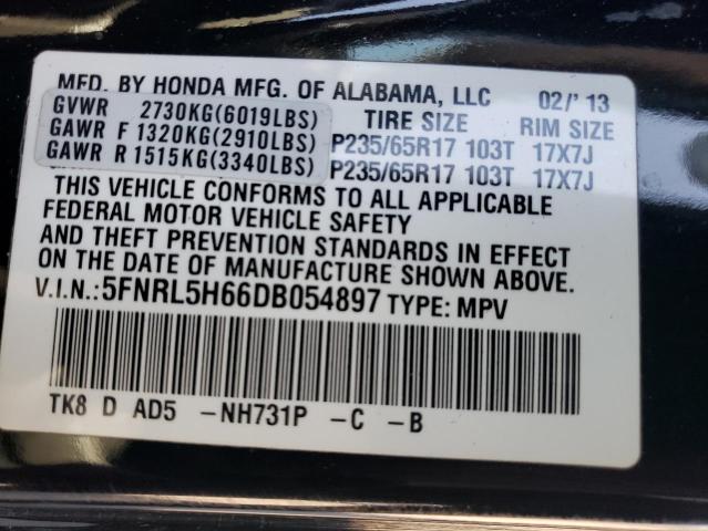 2013 Honda Odyssey Exl VIN: 5FNRL5H66DB054897 Lot: 55306984