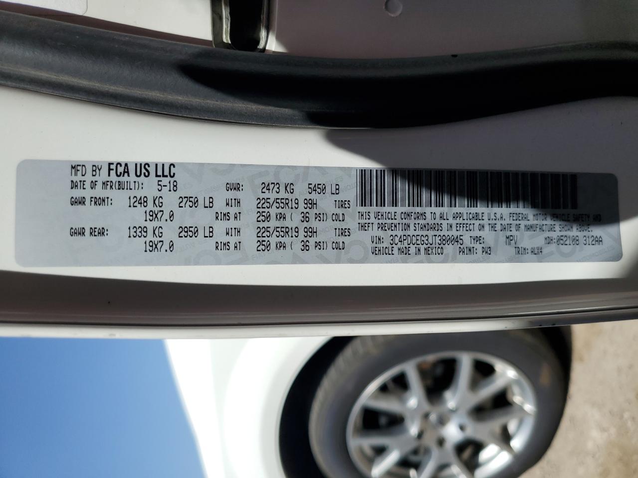 3C4PDCEG3JT380045 2018 Dodge Journey Gt