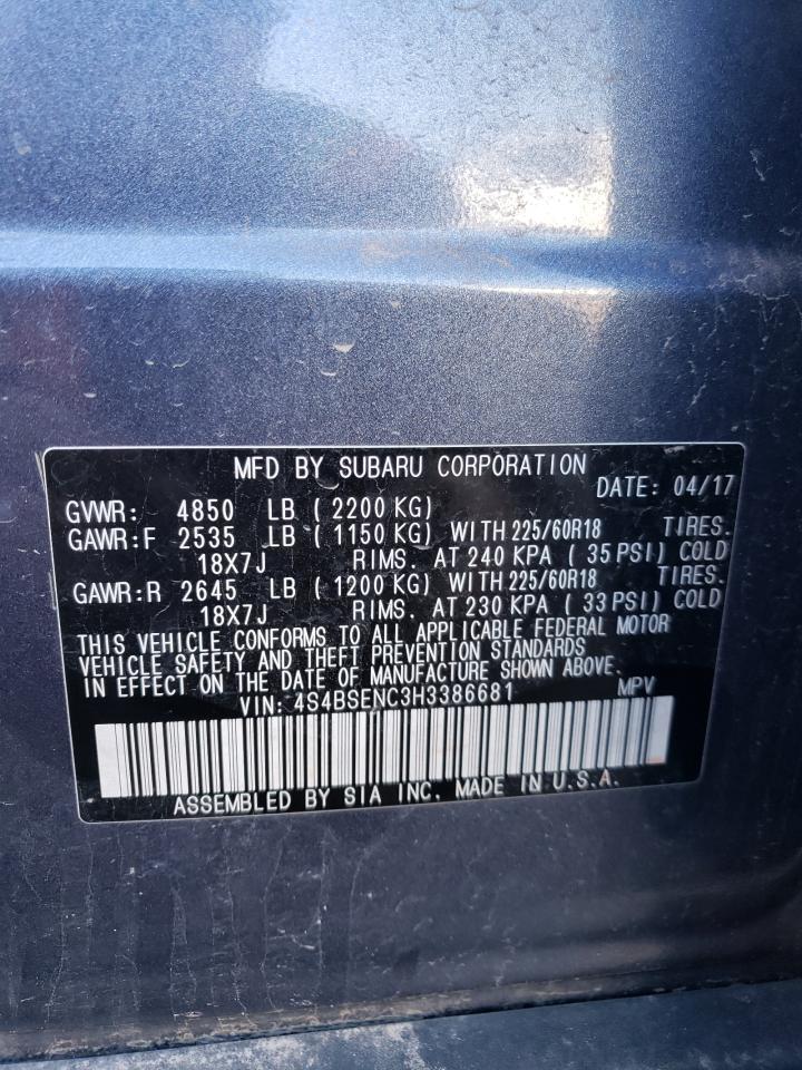 4S4BSENC3H3386681 2017 Subaru Outback 3.6R Limited