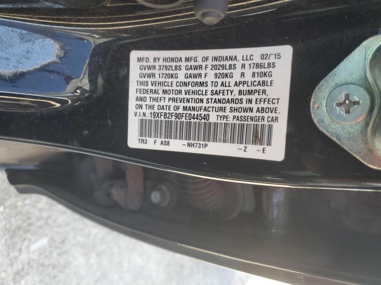 19XFB2F90FE044540 2015 Honda Civic Exl