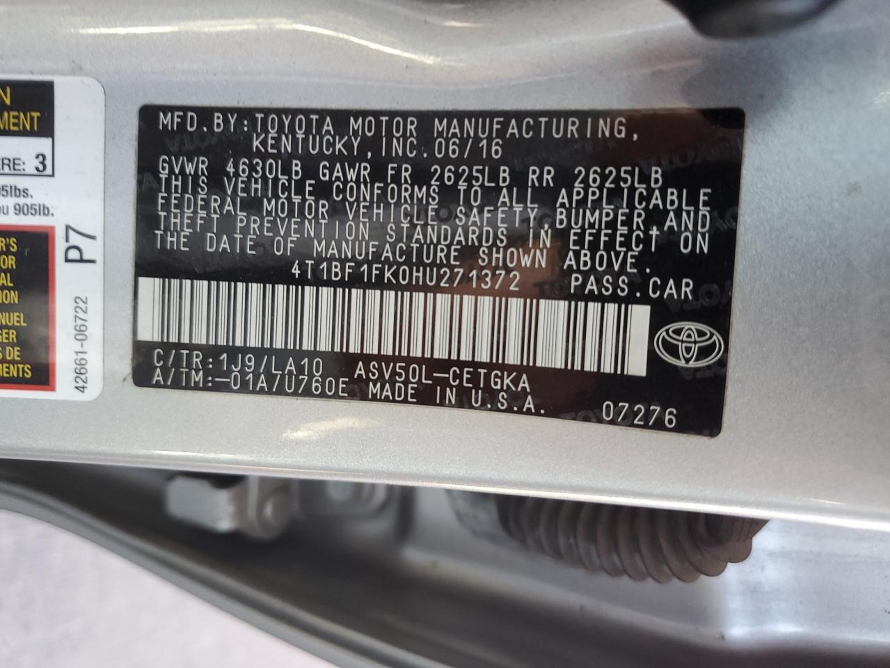 4T1BF1FK0HU271372 2017 Toyota Camry Le