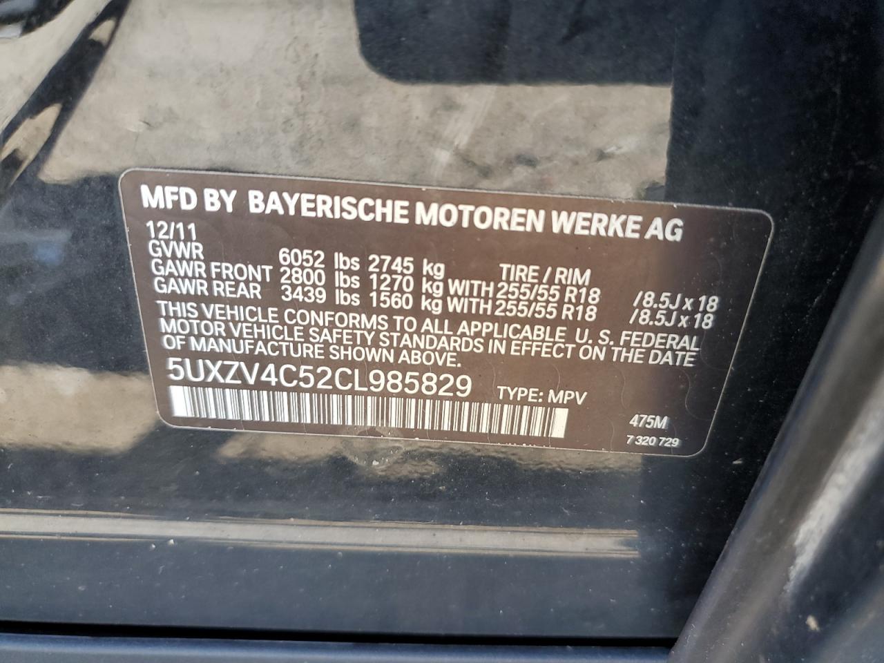 5UXZV4C52CL985829 2012 BMW X5 xDrive35I