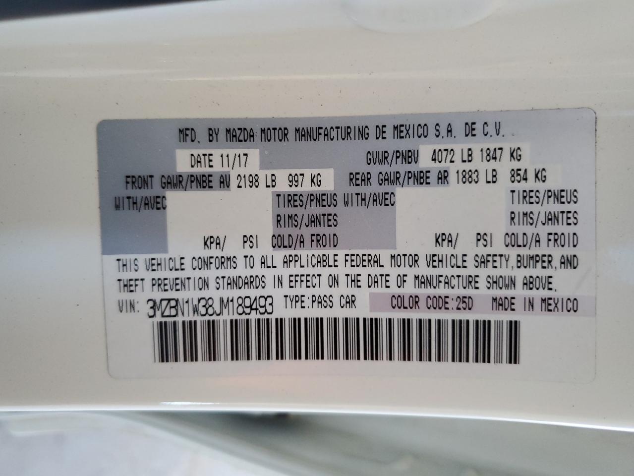 3MZBN1W38JM189493 2018 Mazda 3 Grand Touring