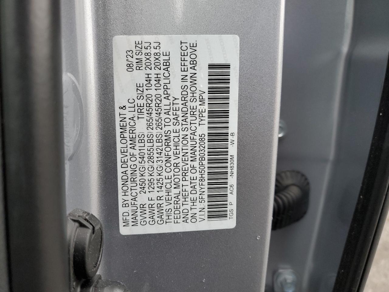 5FNYF8H50PB032085 2024 Honda Passport Exl