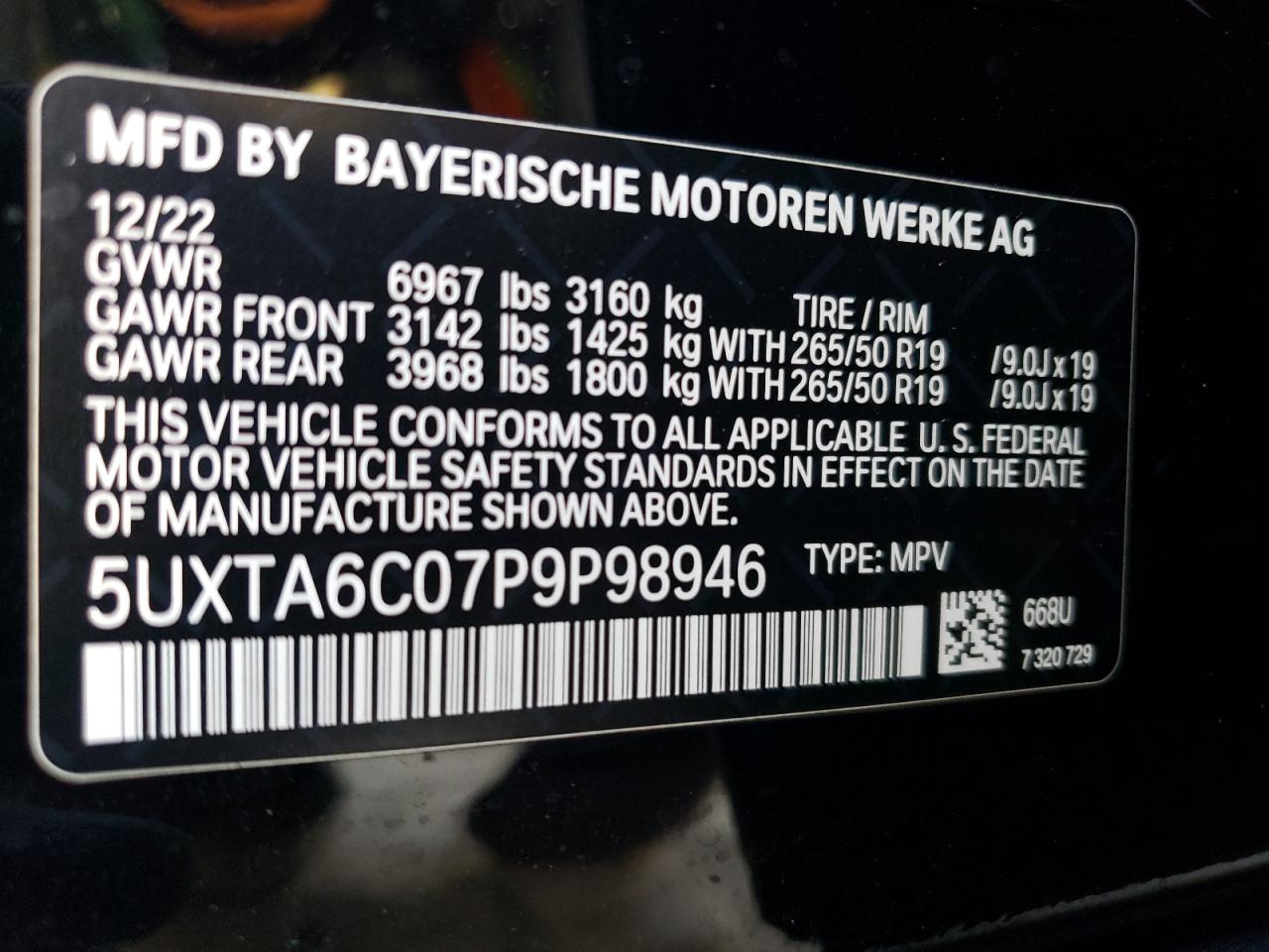 5UXTA6C07P9P98946 2023 BMW X5 xDrive45E