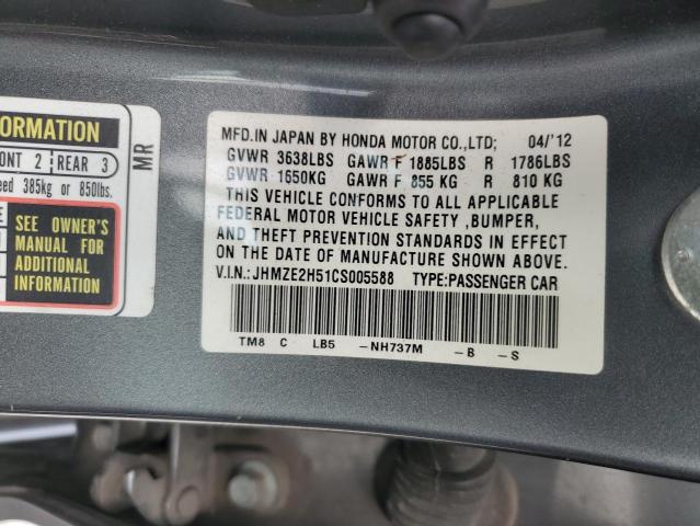 2012 Honda Insight Lx VIN: JHMZE2H51CS005588 Lot: 54882344