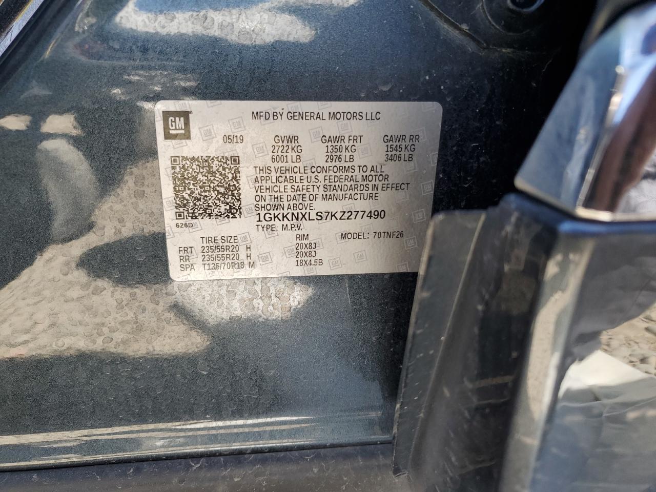 1GKKNXLS7KZ277490 2019 GMC Acadia Denali