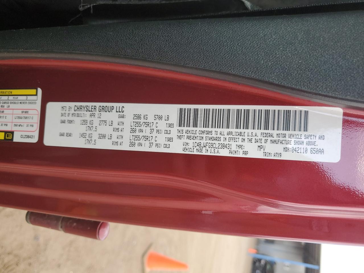 1C4BJWFG9CL238431 2012 Jeep Wrangler Unlimited Rubicon