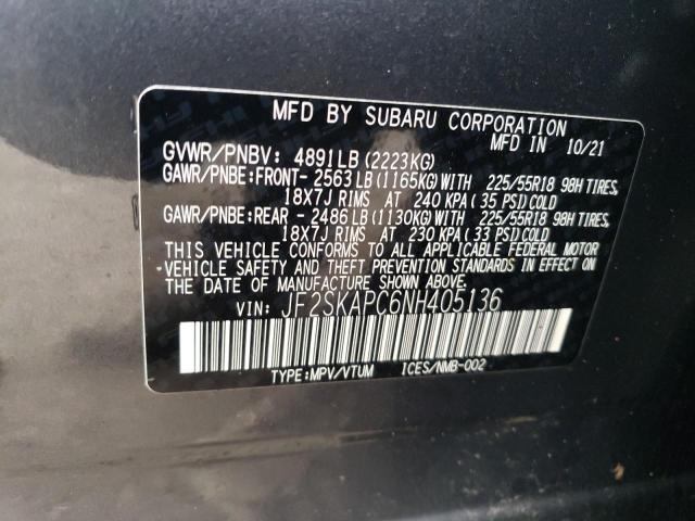 2022 Subaru Forester Limited VIN: JF2SKAPC6NH405136 Lot: 56030254