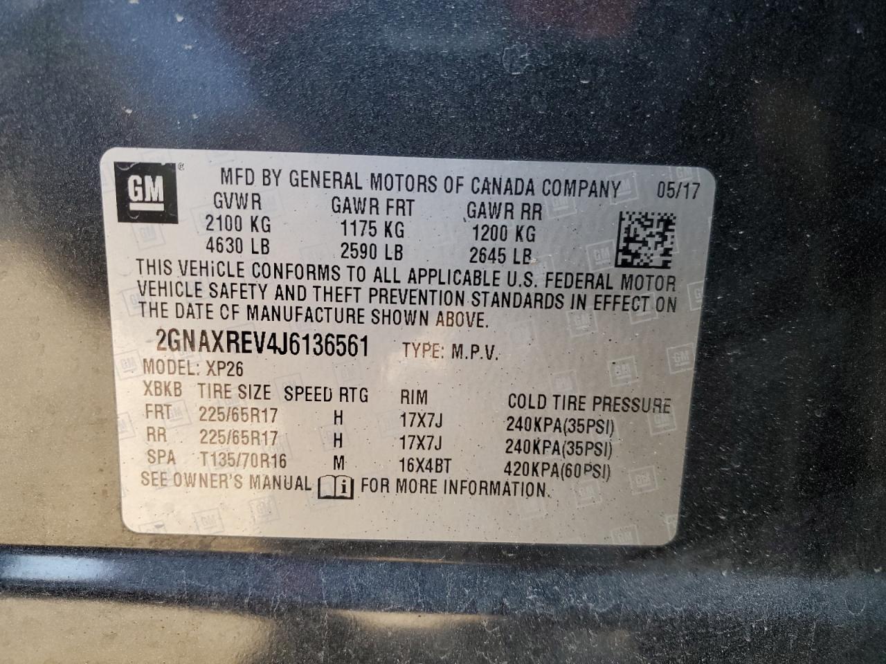 2GNAXREV4J6136561 2018 Chevrolet Equinox Ls