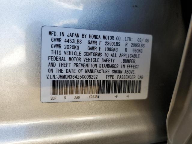 2005 Honda Accord Hybrid VIN: JHMCN36425C008292 Lot: 53997534