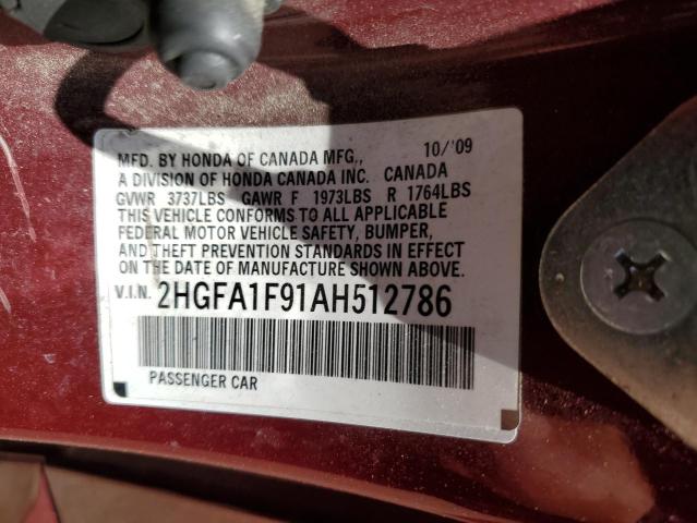 2010 Honda Civic Exl VIN: 2HGFA1F91AH512786 Lot: 56530214