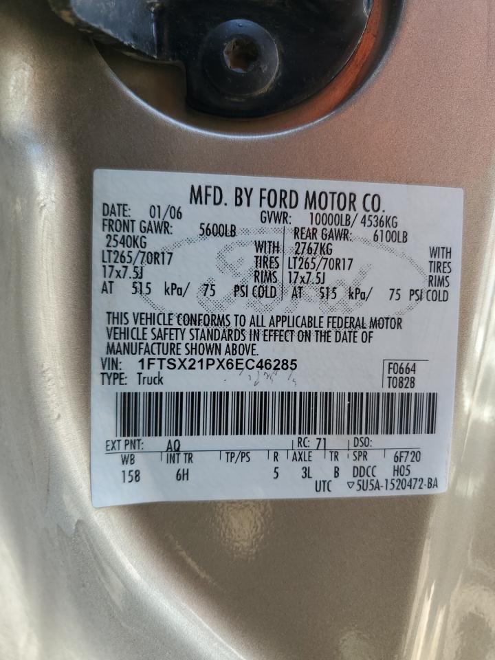 1FTSX21PX6EC46285 2006 Ford F250 Super Duty