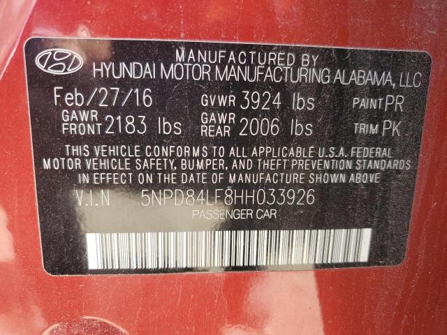 VIN 5NPD84LF8HH033926 2017 Hyundai Elantra, SE no.12