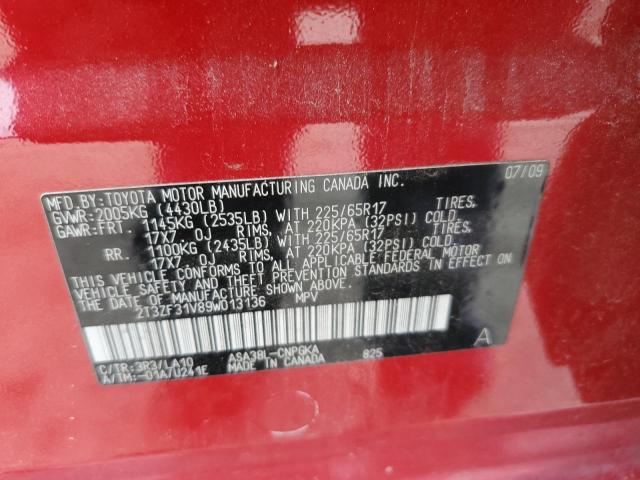 2009 Toyota Rav4 Limited VIN: 2T3ZF31V89W013136 Lot: 55512654