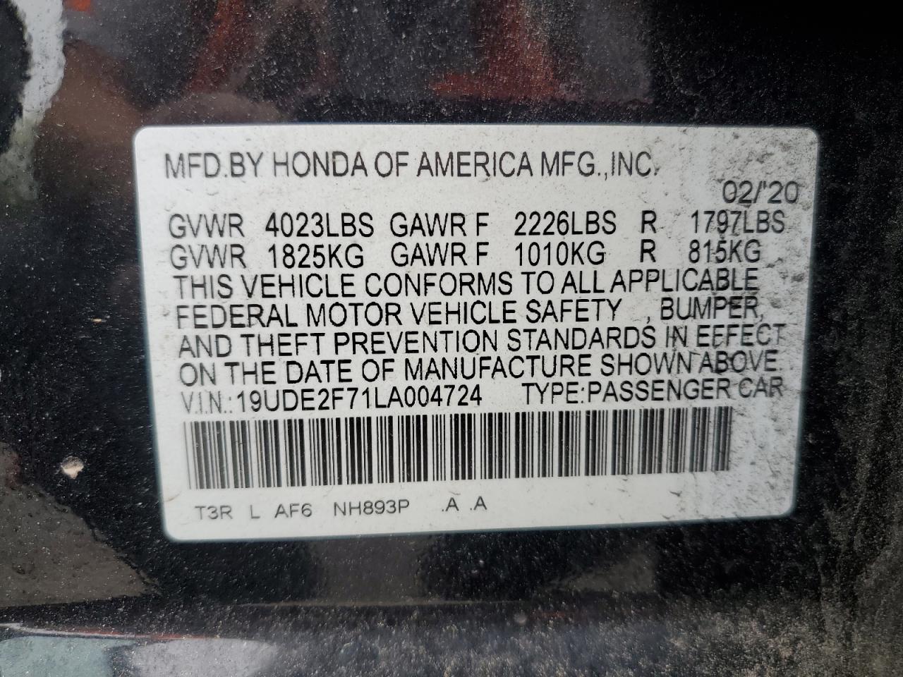 19UDE2F71LA004724 2020 Acura Ilx Premium