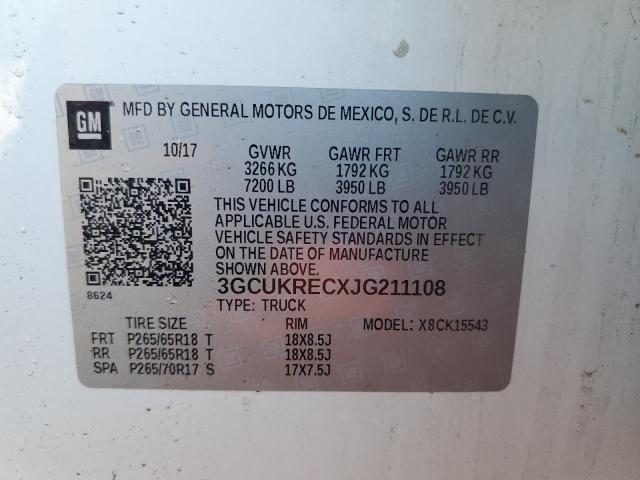 2018 Chevrolet Silverado K1500 Lt VIN: 3GCUKRECXJG211108 Lot: 55081234