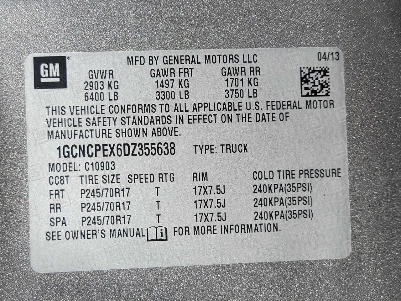 2013 Chevrolet Silverado C1500 vin: 1GCNCPEX6DZ355638