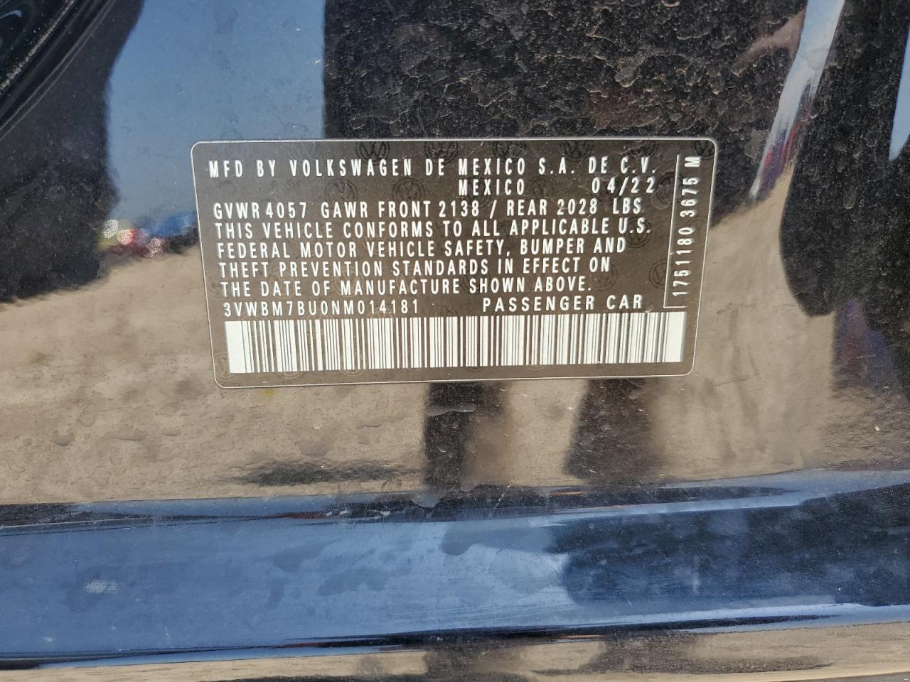 3VWBM7BU0NM014181 2022 Volkswagen Jetta Sport