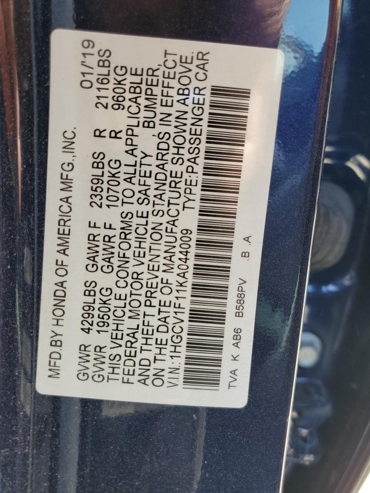 1HGCV1F11KA044009 2019 Honda Accord Lx