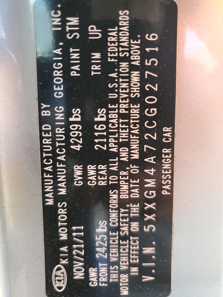 5XXGM4A72CG027516 2012 Kia Optima Lx