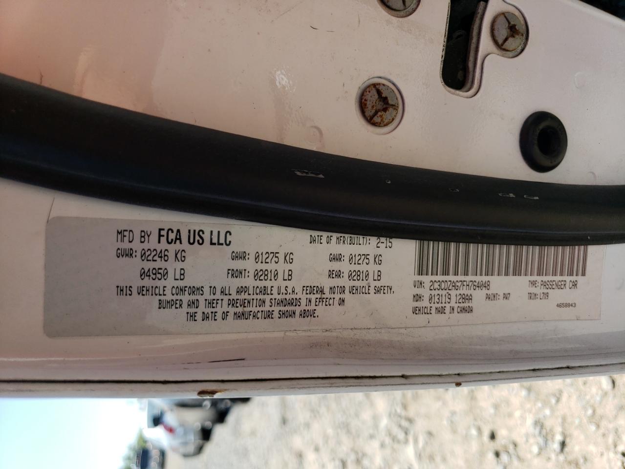 2C3CDZAG7FH764048 2015 Dodge Challenger Sxt