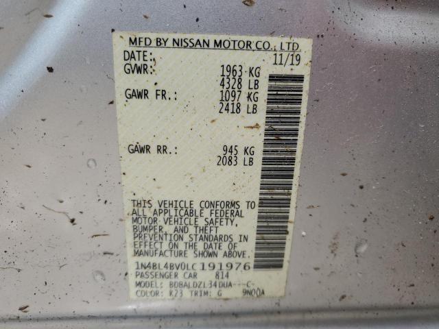 2020 Nissan Altima S VIN: 1N4BL4BV0LC191976 Lot: 53218184