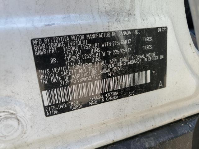 2021 Toyota Rav4 Le VIN: 2T3F1RFV6MW197725 Lot: 54479624