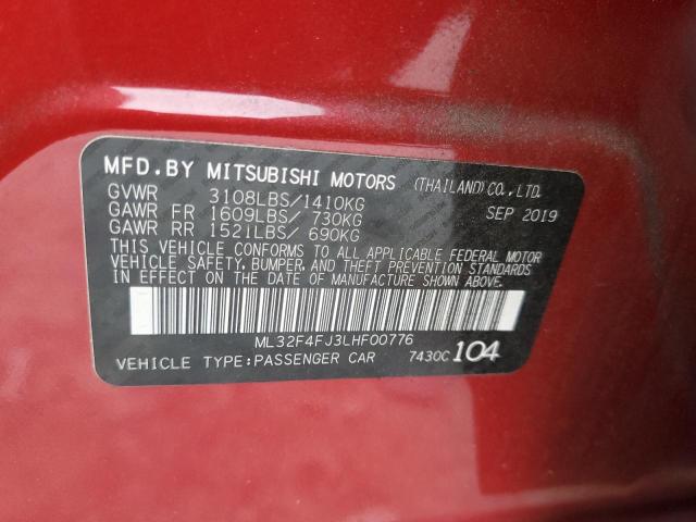 2020 Mitsubishi Mirage G4 Se VIN: ML32F4FJ3LHF00776 Lot: 54646264