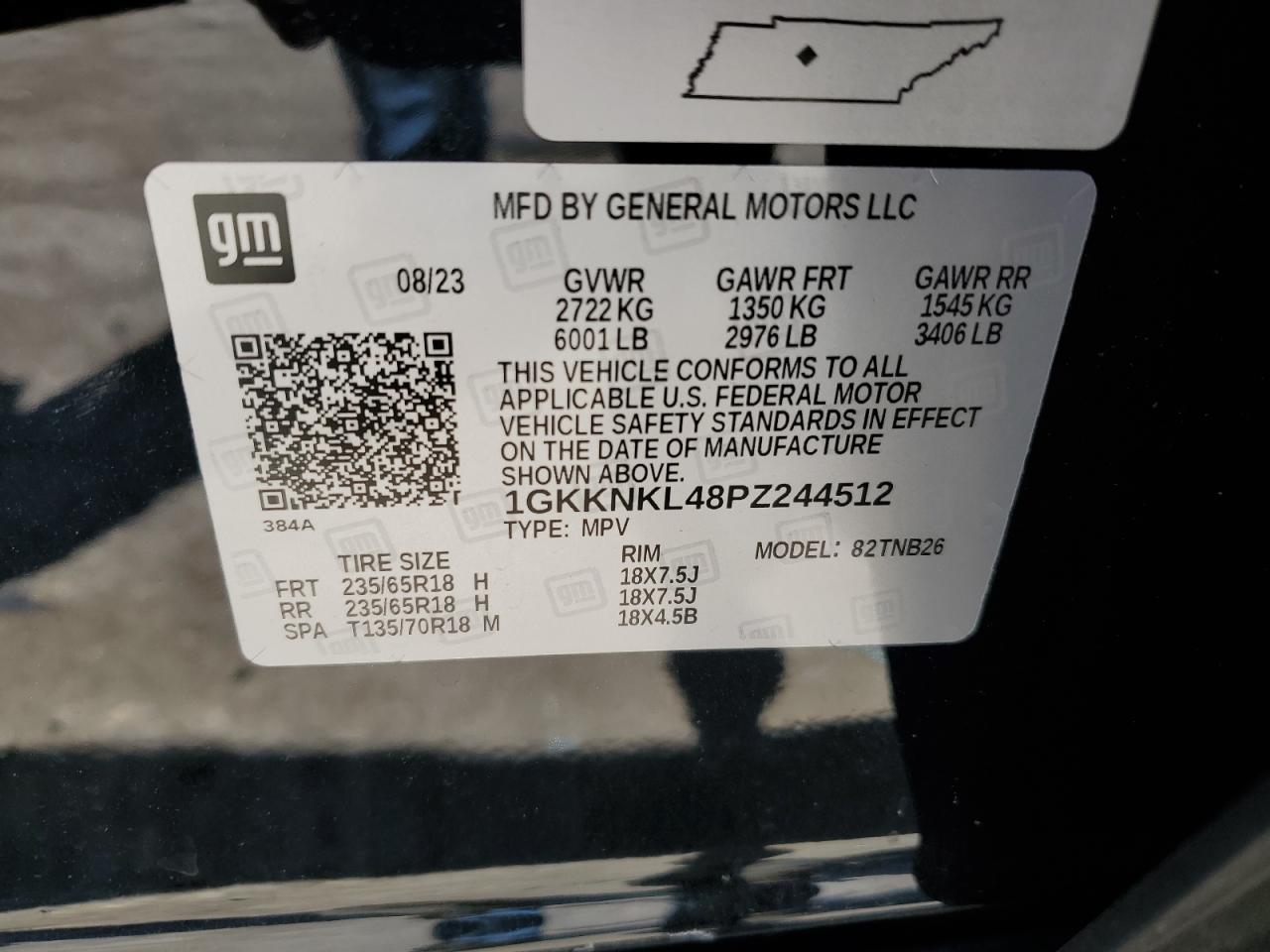 1GKKNKL48PZ244512 2023 GMC Acadia Sle