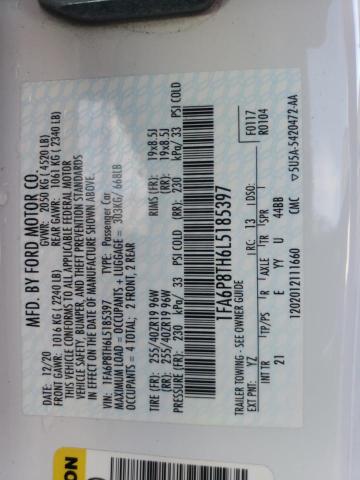 2020 Ford Mustang VIN: 1FA6P8TH6L5185397 Lot: 56896254