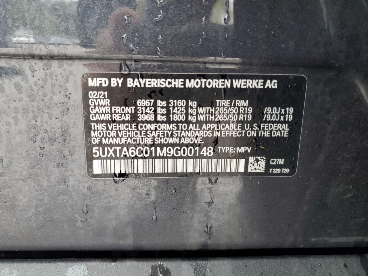 5UXTA6C01M9G00148 2021 BMW X5 xDrive45E