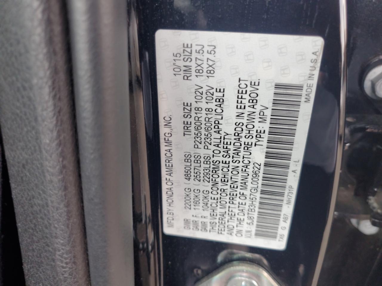 5J8TB3H57GL009622 2016 Acura Rdx Technology
