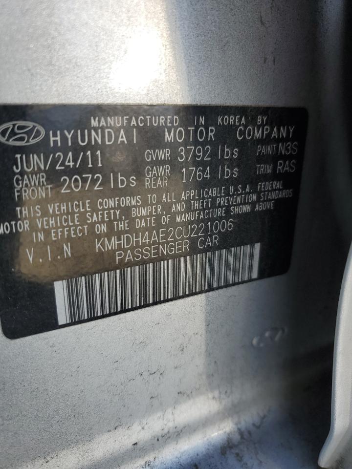 KMHDH4AE2CU221006 2012 Hyundai Elantra Gls