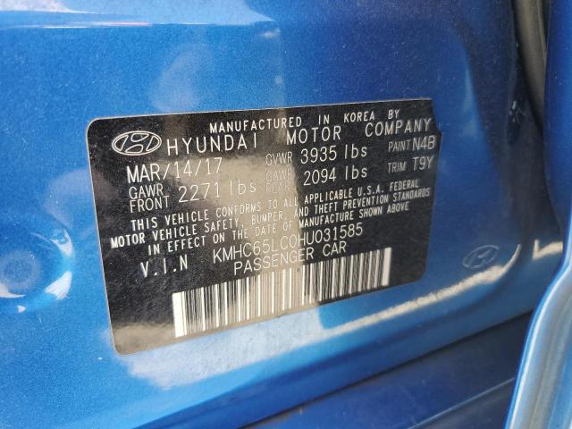 2017 Hyundai Ioniq Blue VIN: KMHC65LC0HU031585 Lot: 56425774