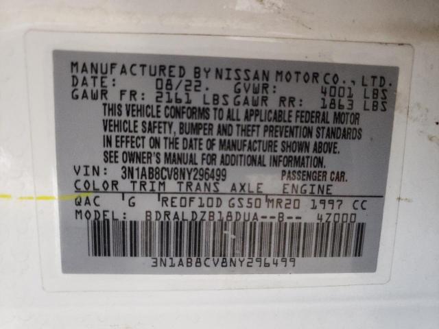 2022 Nissan Sentra Sv VIN: 3N1AB8CV8NY296499 Lot: 55694924