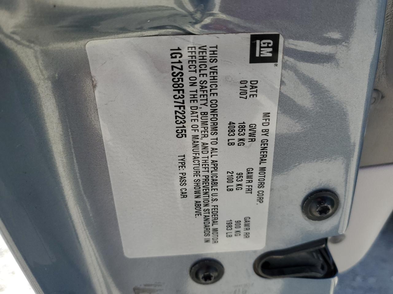 1G1ZS58F37F223155 2007 Chevrolet Malibu Ls