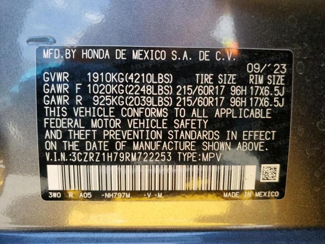 2024 Honda Hr-V Exl VIN: 3CZRZ1H79RM722253 Lot: 54625144