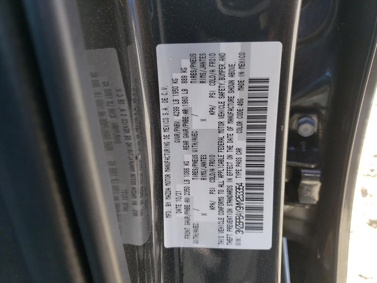 3MZBPBAY9MM253354 2021 Mazda 3