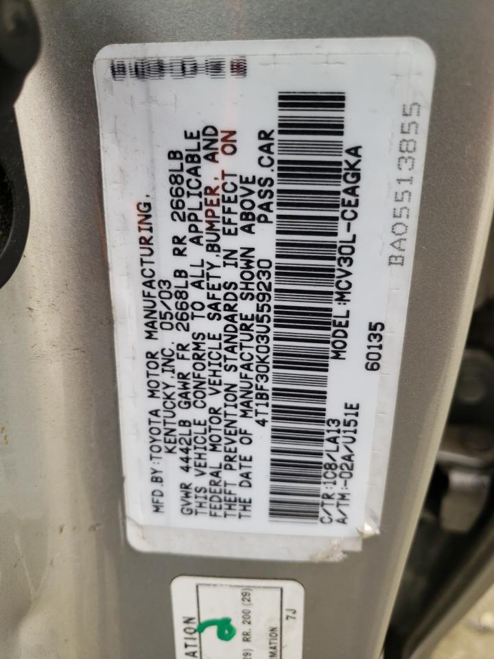 4T1BF30K03U559230 2003 Toyota Camry Le