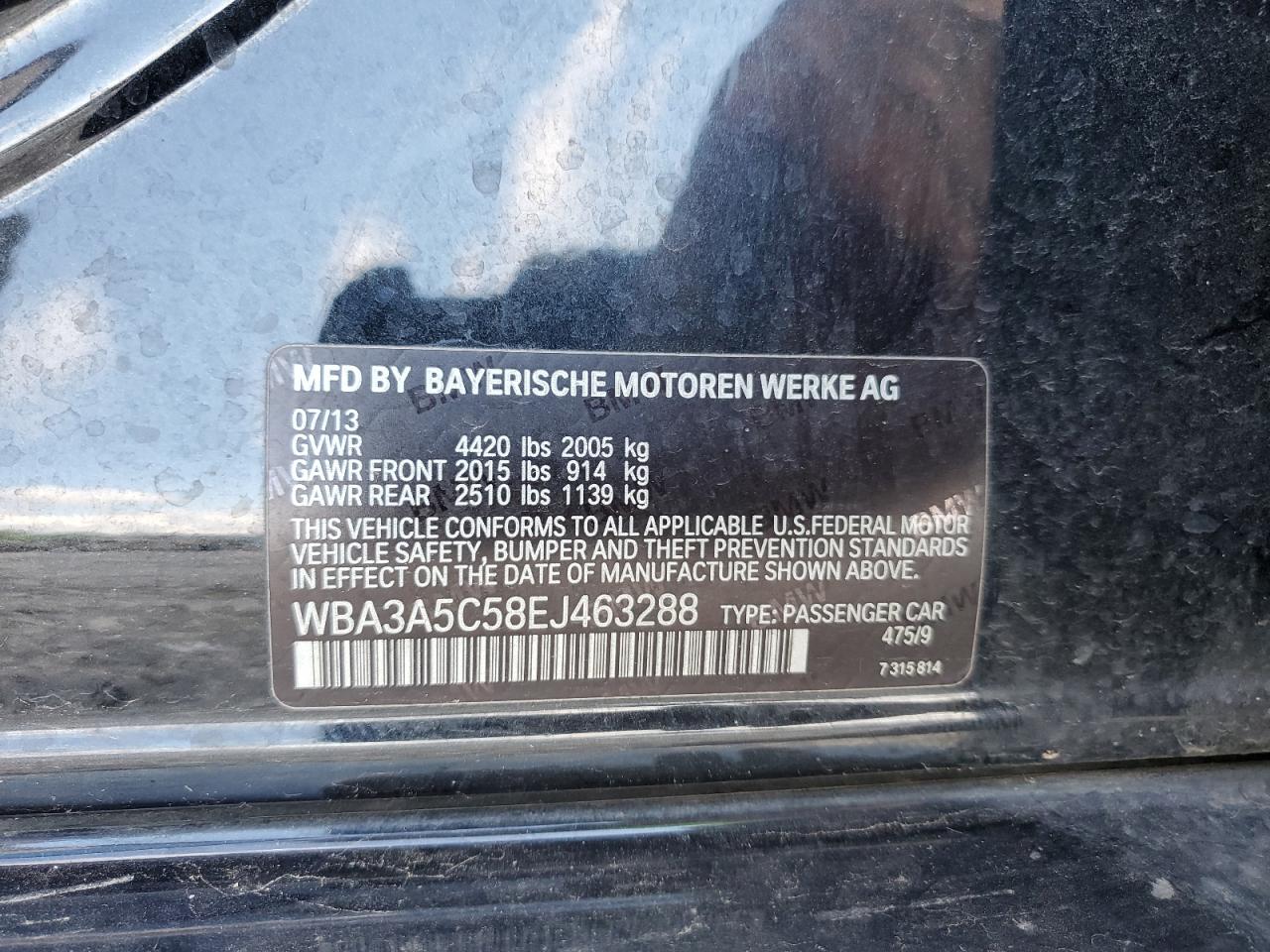 WBA3A5C58EJ463288 2014 BMW 328 I