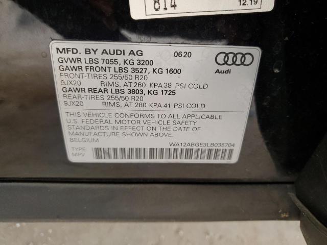 2020 Audi E-Tron Sportback Premium Plus VIN: WA12ABGE3LB035704 Lot: 56425194