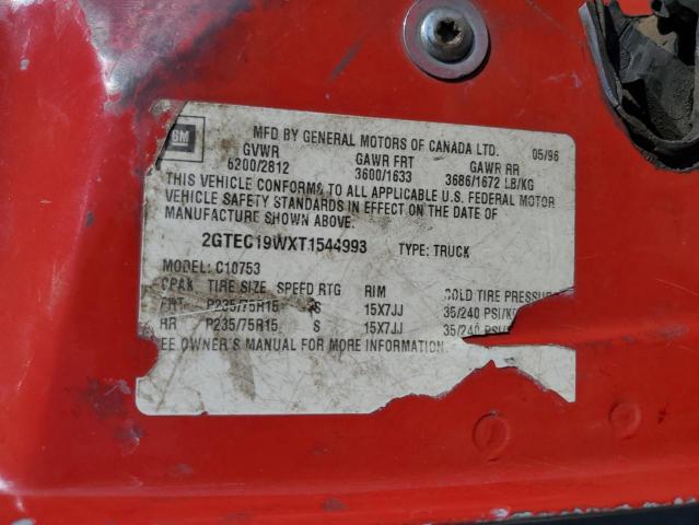 1996 GMC Sierra C1500 VIN: 2GTEC19WXT1544993 Lot: 56035984