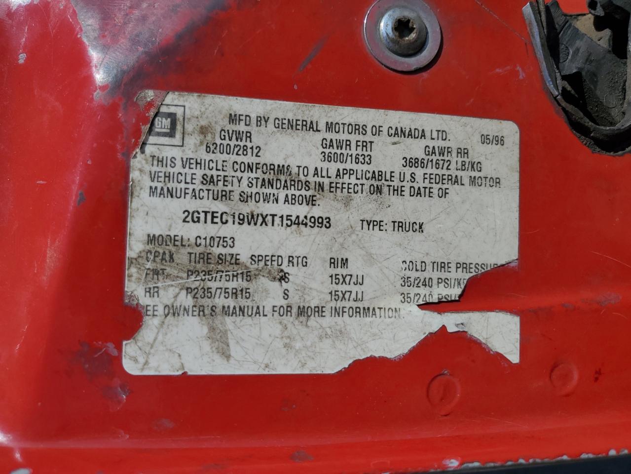 2GTEC19WXT1544993 1996 GMC Sierra C1500