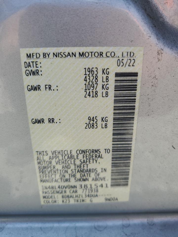 1N4BL4DV0NN381541 2022 Nissan Altima Sv