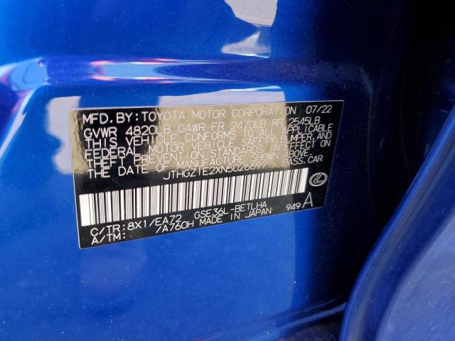 2022 Lexus Is 350 F-Sport VIN: JTHGZ1E2XN5026697 Lot: 55391444