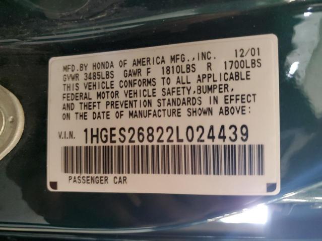 1HGES26822L024439 2002 Honda Civic Ex