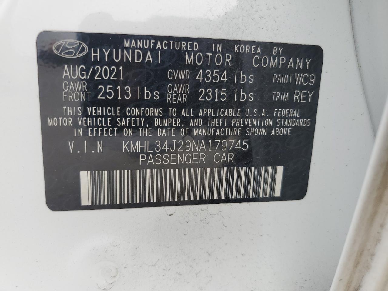 2022 Hyundai Sonata Limited vin: KMHL34J29NA179745